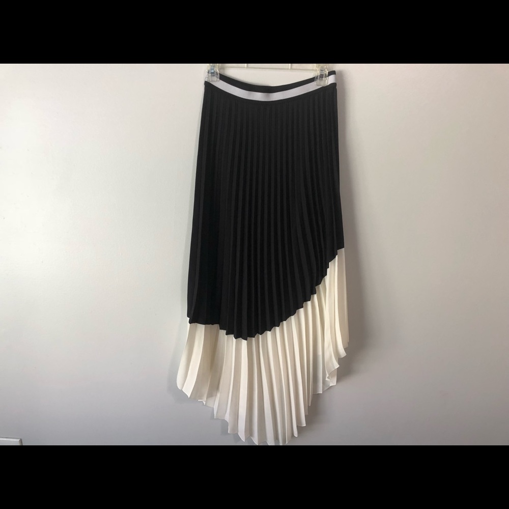 Black and White Maxi Pleated Skirt